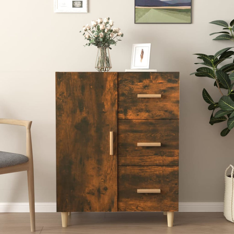 Dressoir 69,5X34X90 Cm Bewerkt Hout Gerookt Eikenkleurig