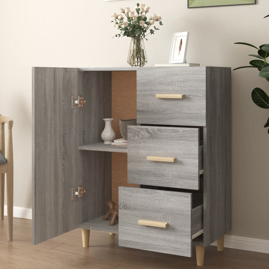 Dressoir 69,5X34X90 Cm Bewerkt Hout Grijs Sonoma Eikenkleurig