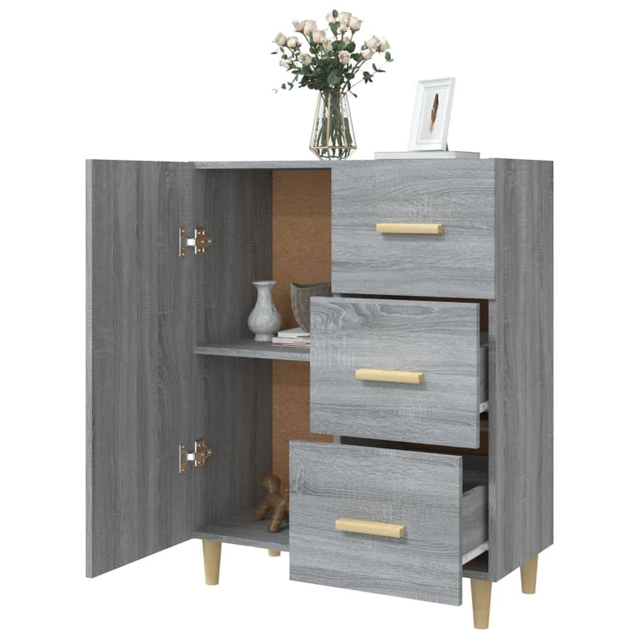 Dressoir 69,5X34X90 Cm Bewerkt Hout Grijs Sonoma Eikenkleurig