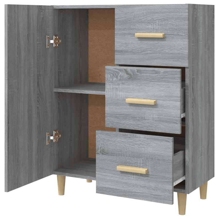 Dressoir 69,5X34X90 Cm Bewerkt Hout Grijs Sonoma Eikenkleurig