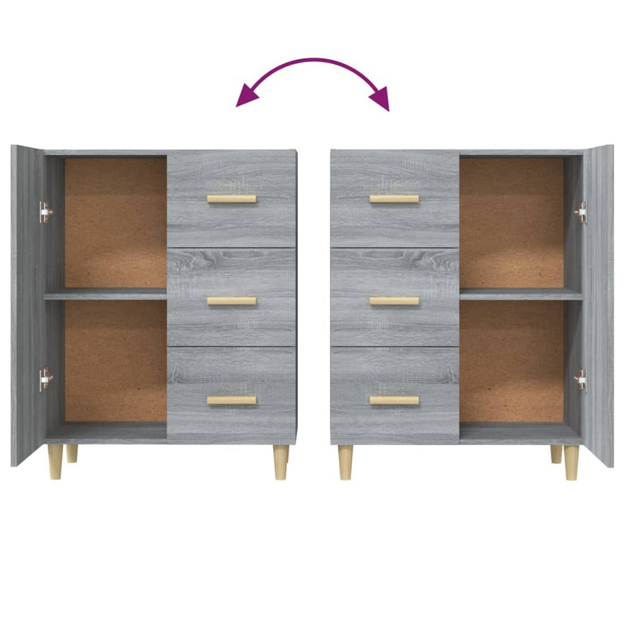 Dressoir 69,5X34X90 Cm Bewerkt Hout Grijs Sonoma Eikenkleurig