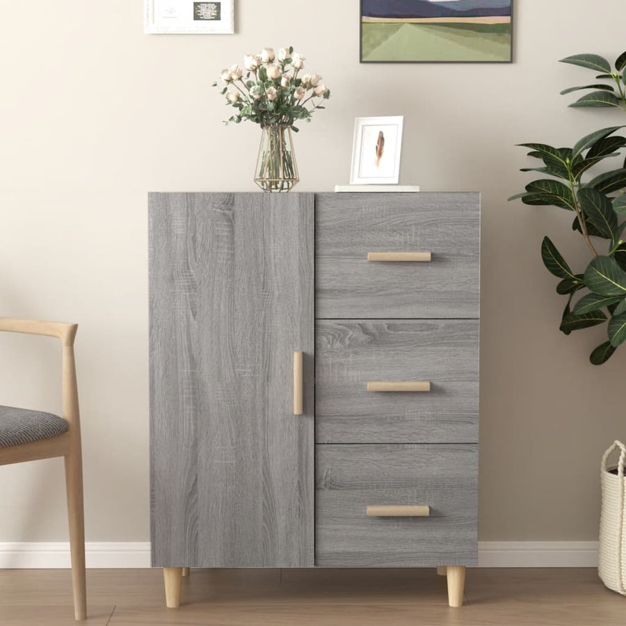 Dressoir 69,5X34X90 Cm Bewerkt Hout Grijs Sonoma Eikenkleurig