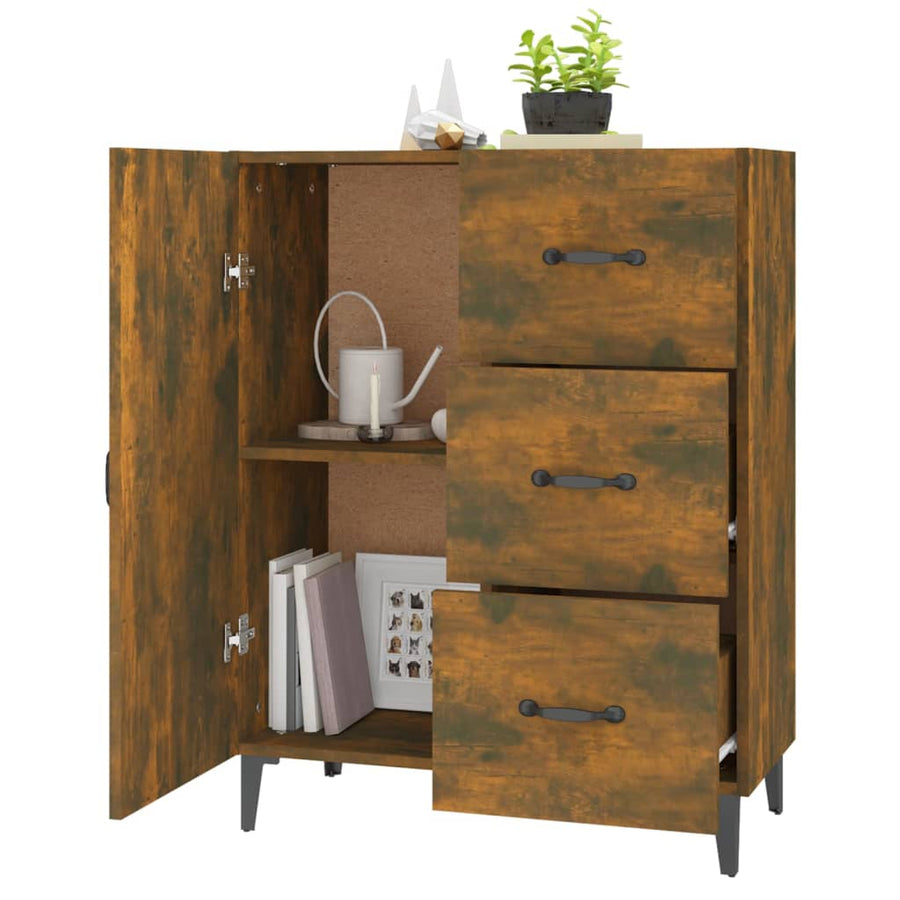 Dressoir 69,5X34X90 Cm Bewerkt Hout Gerookt Eikenkleurig