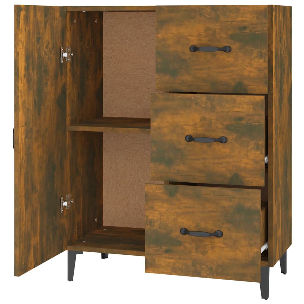 Dressoir 69,5X34X90 Cm Bewerkt Hout Gerookt Eikenkleurig