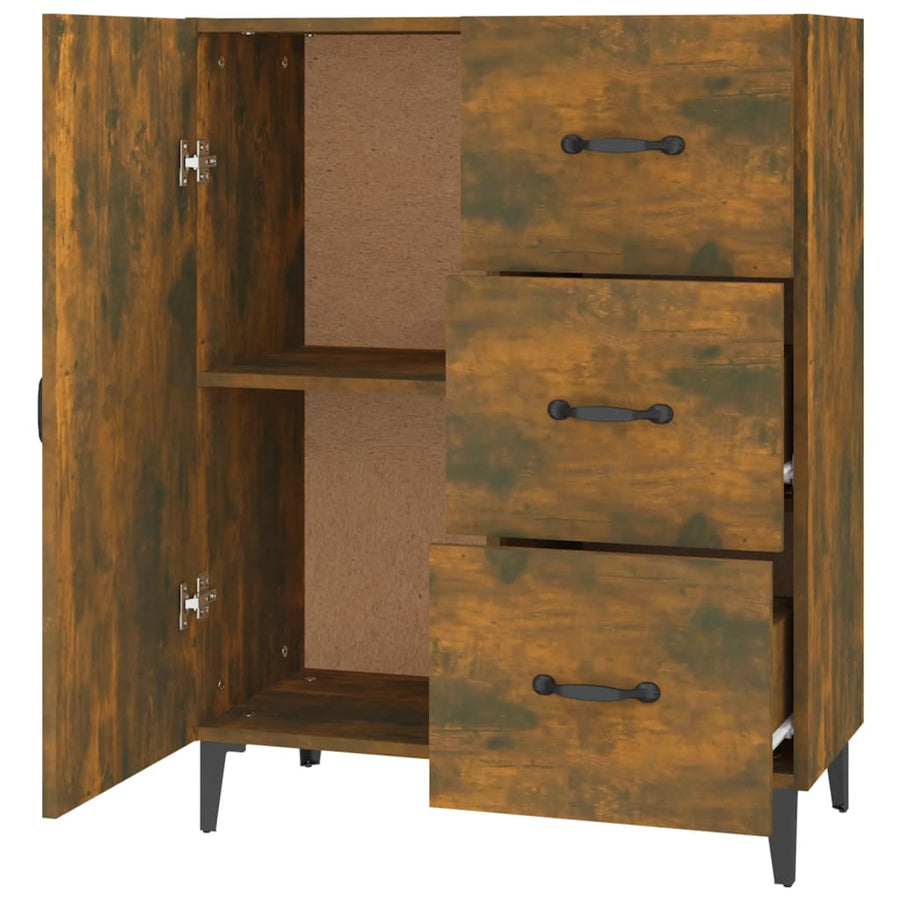 Dressoir 69,5X34X90 Cm Bewerkt Hout Gerookt Eikenkleurig