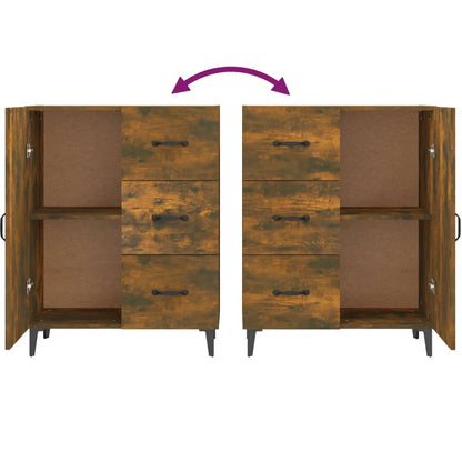 Dressoir 69,5X34X90 Cm Bewerkt Hout Gerookt Eikenkleurig