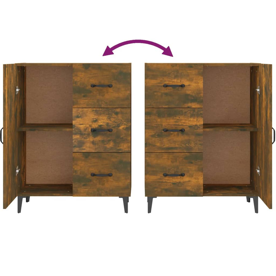 Dressoir 69,5X34X90 Cm Bewerkt Hout Gerookt Eikenkleurig