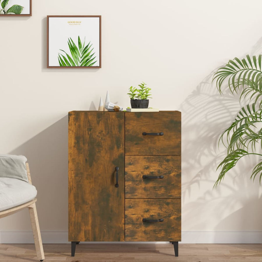 Dressoir 69,5X34X90 Cm Bewerkt Hout Gerookt Eikenkleurig