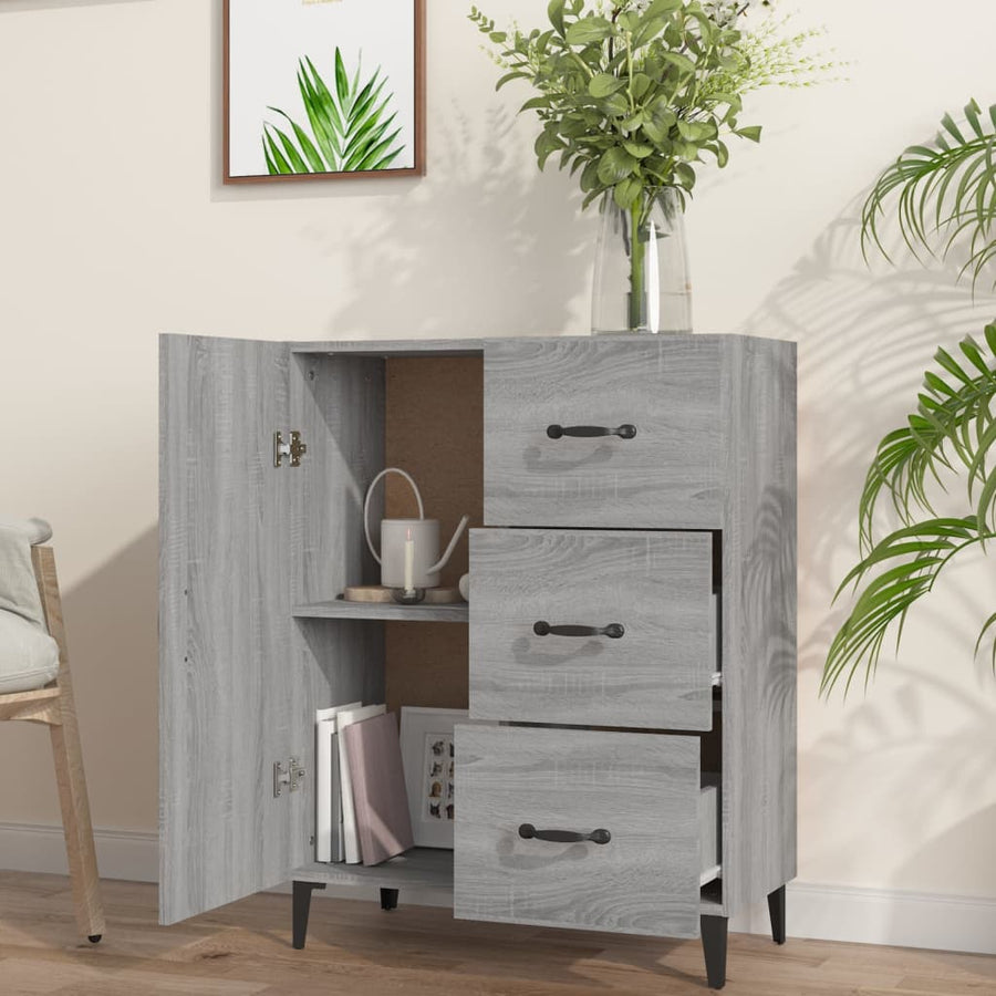 Dressoir 69,5X34X90 Cm Bewerkt Hout Grijs Sonoma Eikenkleurig
