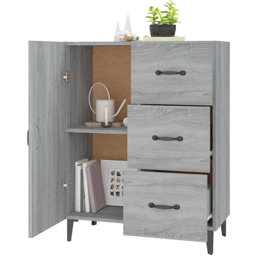 Dressoir 69,5X34X90 Cm Bewerkt Hout Grijs Sonoma Eikenkleurig