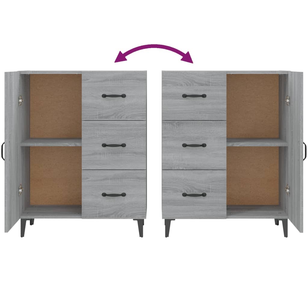 Dressoir 69,5X34X90 Cm Bewerkt Hout Grijs Sonoma Eikenkleurig