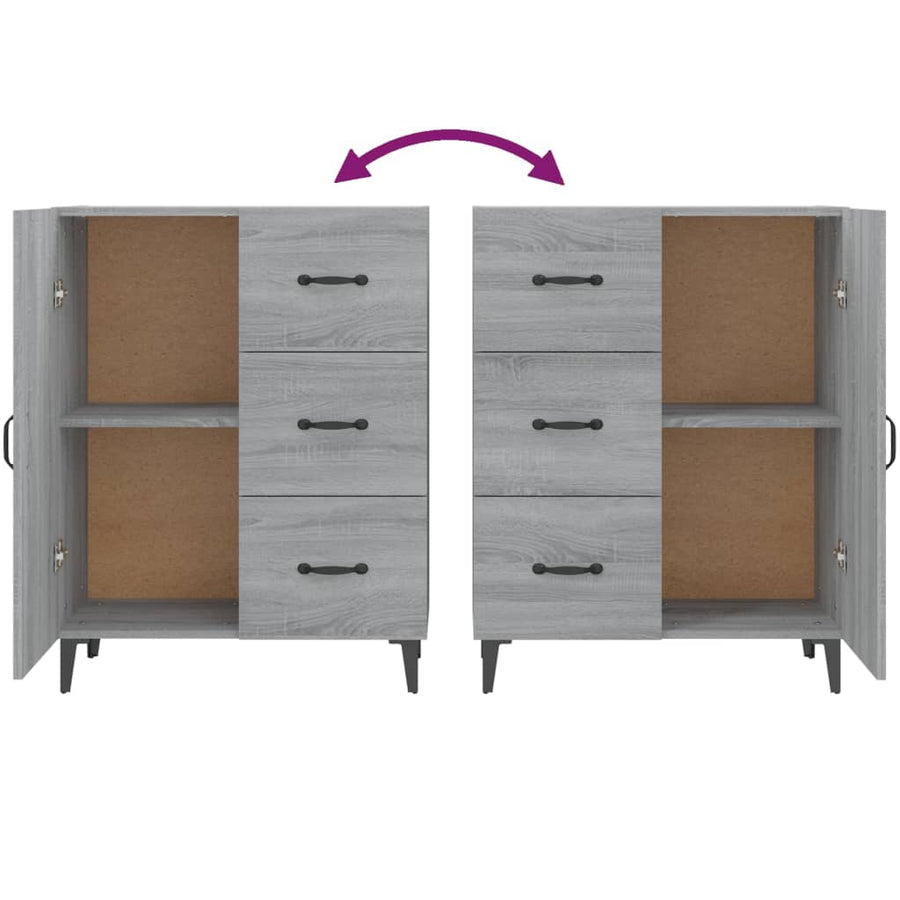 Dressoir 69,5X34X90 Cm Bewerkt Hout Grijs Sonoma Eikenkleurig