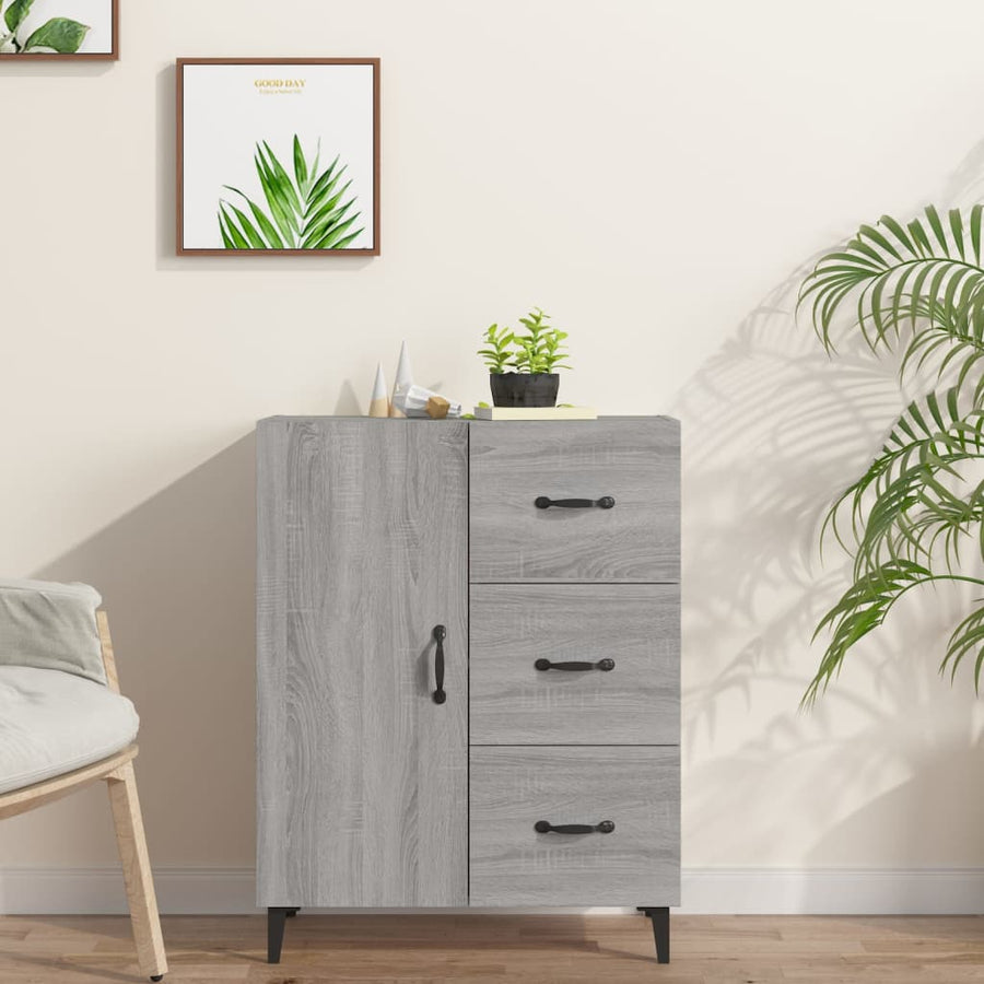 Dressoir 69,5X34X90 Cm Bewerkt Hout Grijs Sonoma Eikenkleurig