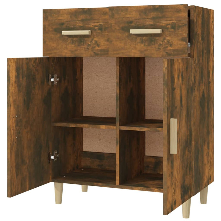 Dressoir 69,5X34X89 Cm Bewerkt Hout Gerookt Eikenkleurig
