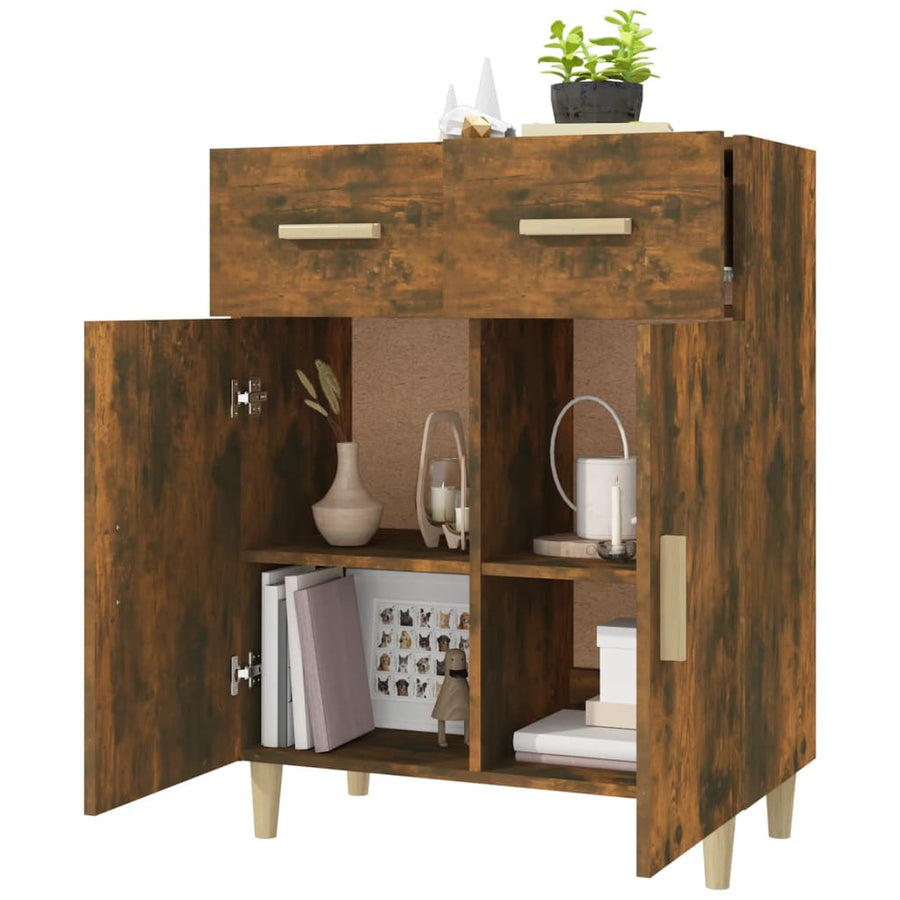Dressoir 69,5X34X89 Cm Bewerkt Hout Gerookt Eikenkleurig