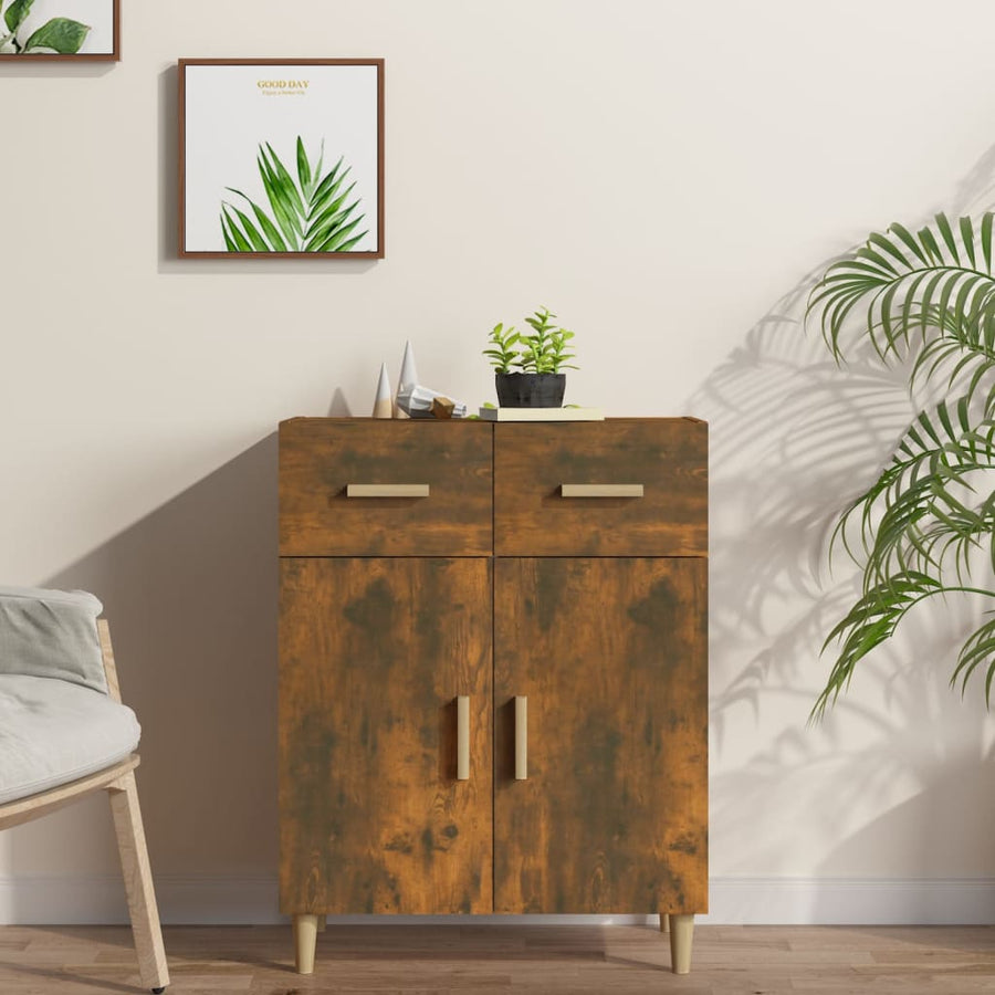 Dressoir 69,5X34X89 Cm Bewerkt Hout Gerookt Eikenkleurig
