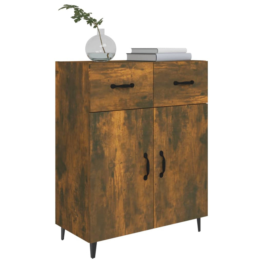 Dressoir 69,5X34X90 Cm Bewerkt Hout Gerookt Eikenkleurig