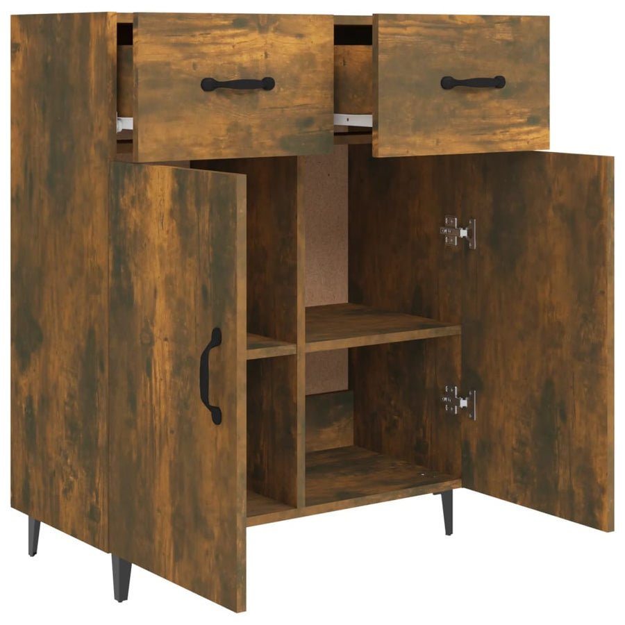 Dressoir 69,5X34X90 Cm Bewerkt Hout Gerookt Eikenkleurig