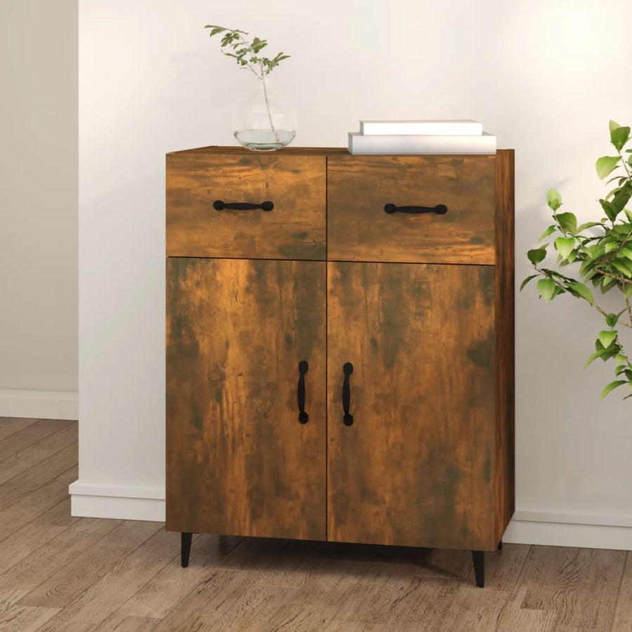 Dressoir 69,5X34X90 Cm Bewerkt Hout Gerookt Eikenkleurig