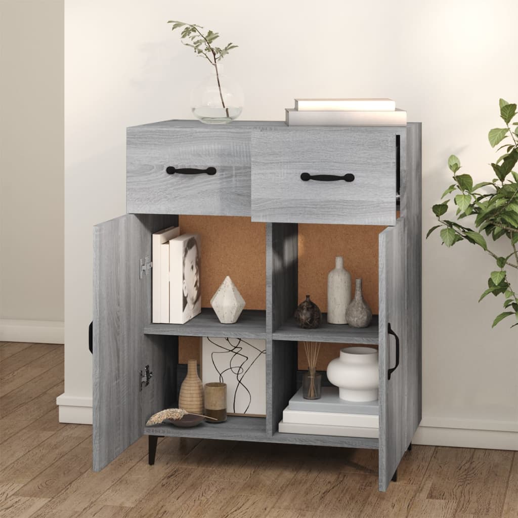 Dressoir 69,5X34X90 Cm Bewerkt Hout Grijs Sonoma Eikenkleurig