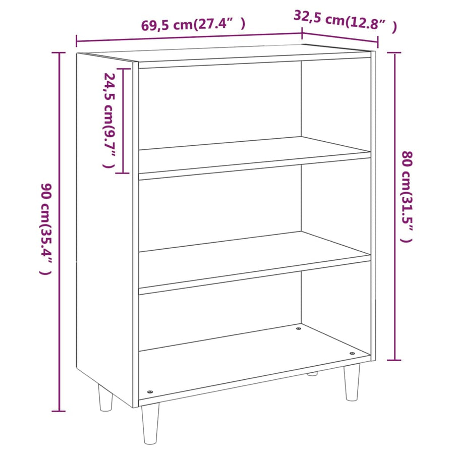 Dressoir 69,5X32,5X90 Cm Bewerkt Hout Grijs Sonoma Eikenkleurig