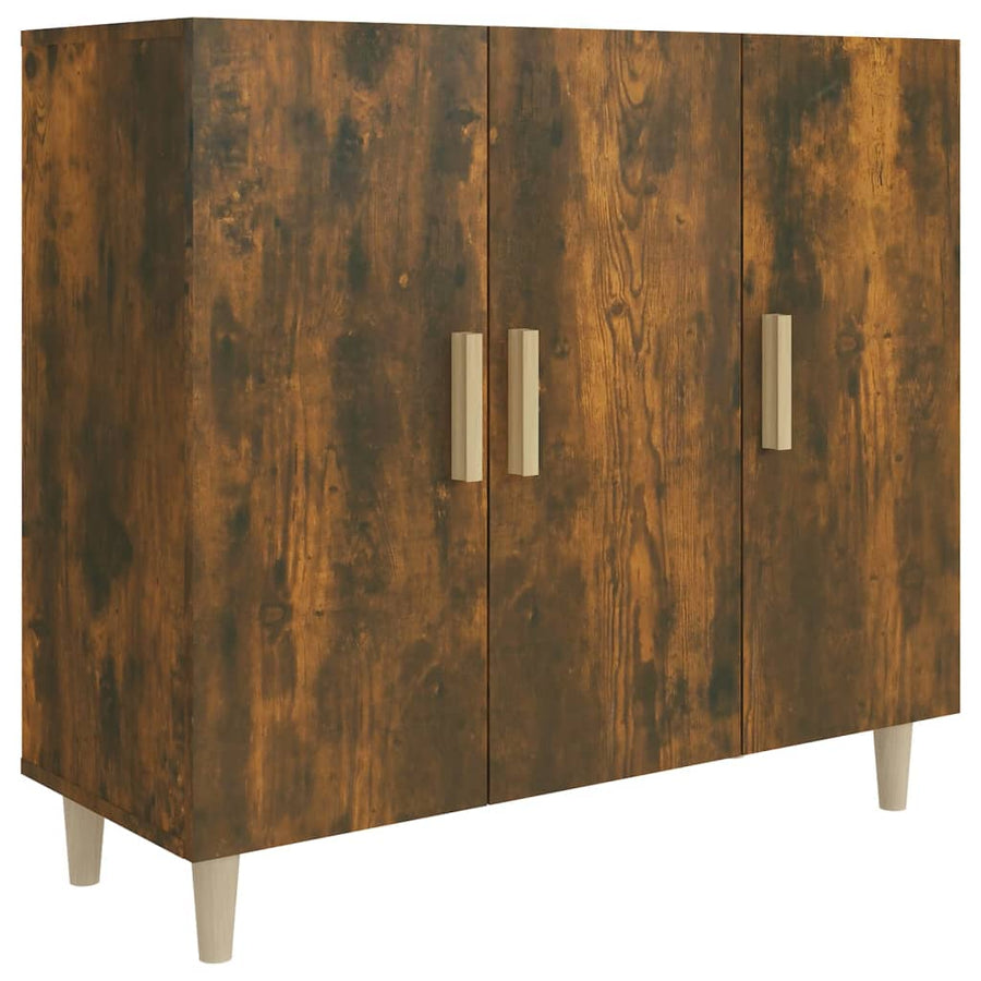 Dressoir 90X34X80 Cm Bewerkt Hout Gerookt Eikenkleurig
