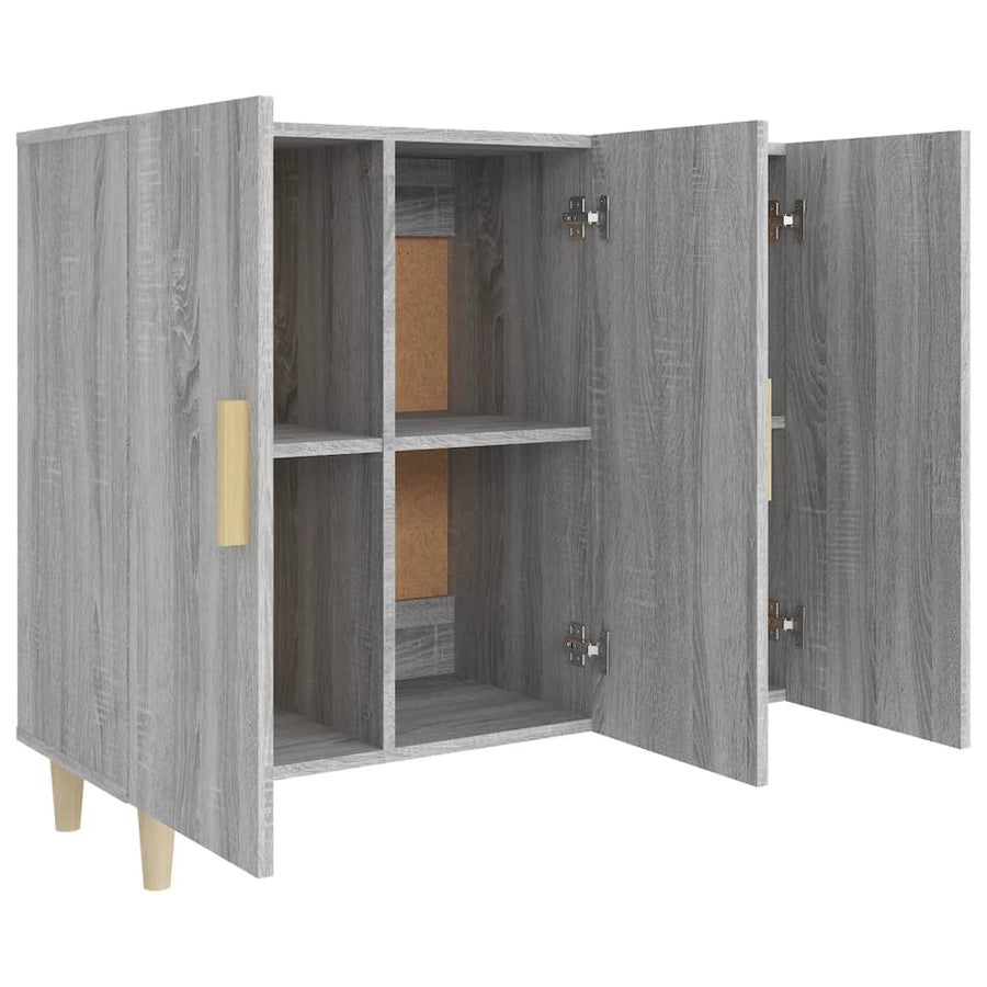 Dressoir 90X34X80 Cm Bewerkt Hout Grijs Sonoma Eikenkleurig