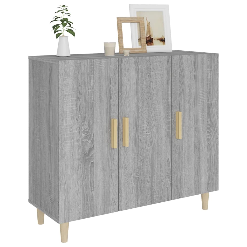 Dressoir 90X34X80 Cm Bewerkt Hout Grijs Sonoma Eikenkleurig