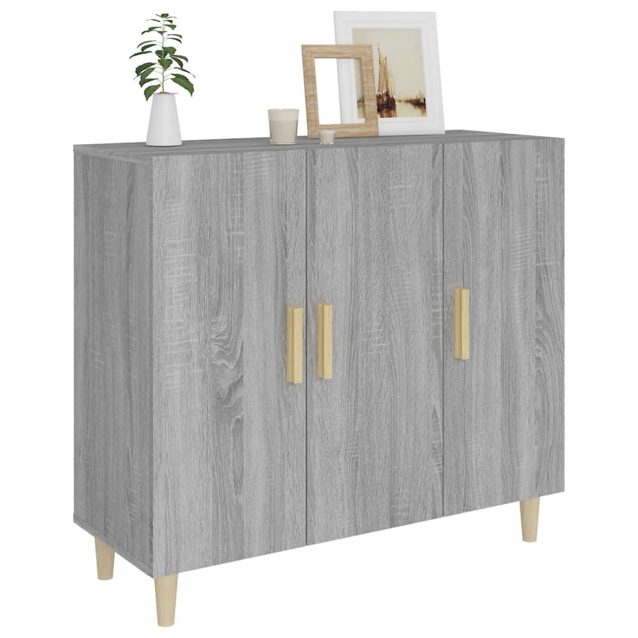 Dressoir 90X34X80 Cm Bewerkt Hout Grijs Sonoma Eikenkleurig