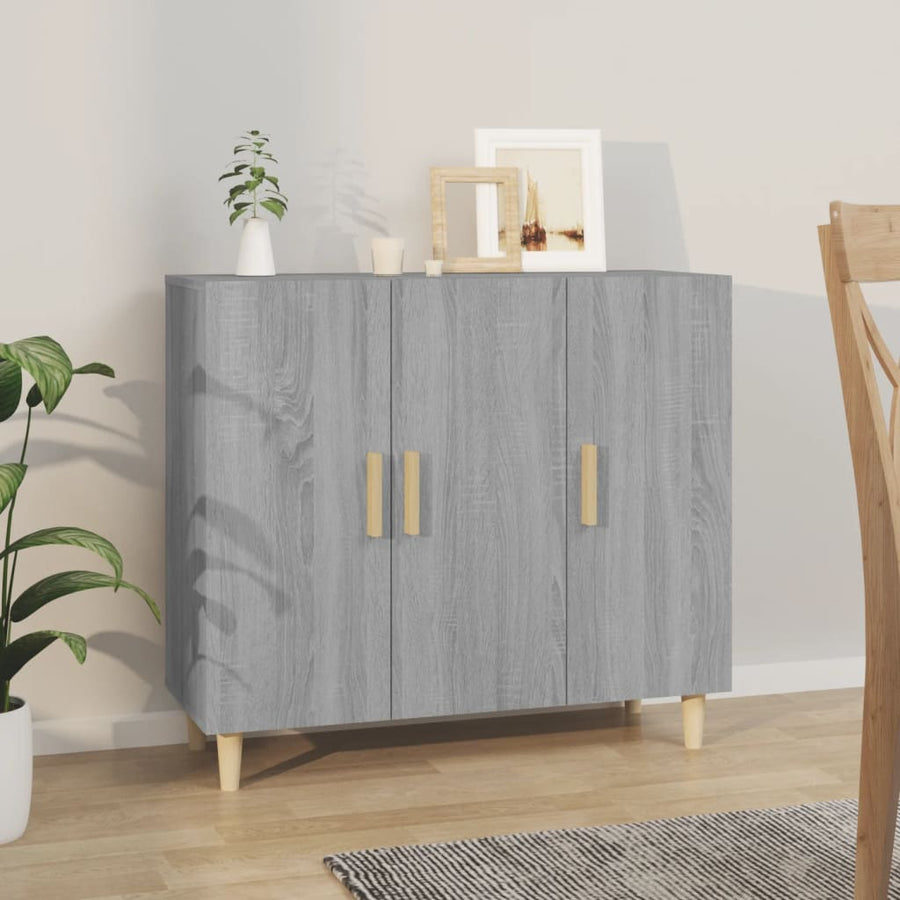 Dressoir 90X34X80 Cm Bewerkt Hout Grijs Sonoma Eikenkleurig