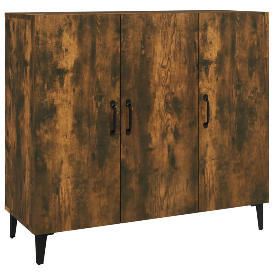 Dressoir 90X34X80 Cm Bewerkt Hout Kleurig Gerookt eiken