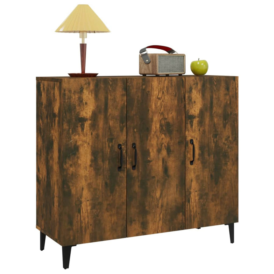 Dressoir 90X34X80 Cm Bewerkt Hout Kleurig Gerookt eiken