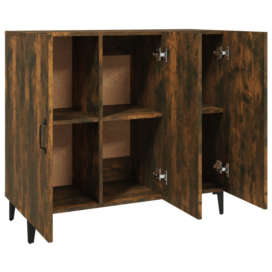 Dressoir 90X34X80 Cm Bewerkt Hout Kleurig Gerookt eiken