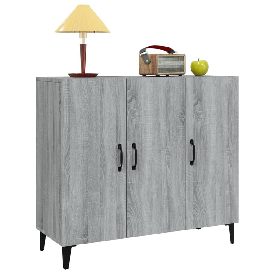 Dressoir 90X34X80 Cm Bewerkt Hout Eikenkleurig Grijs sonoma