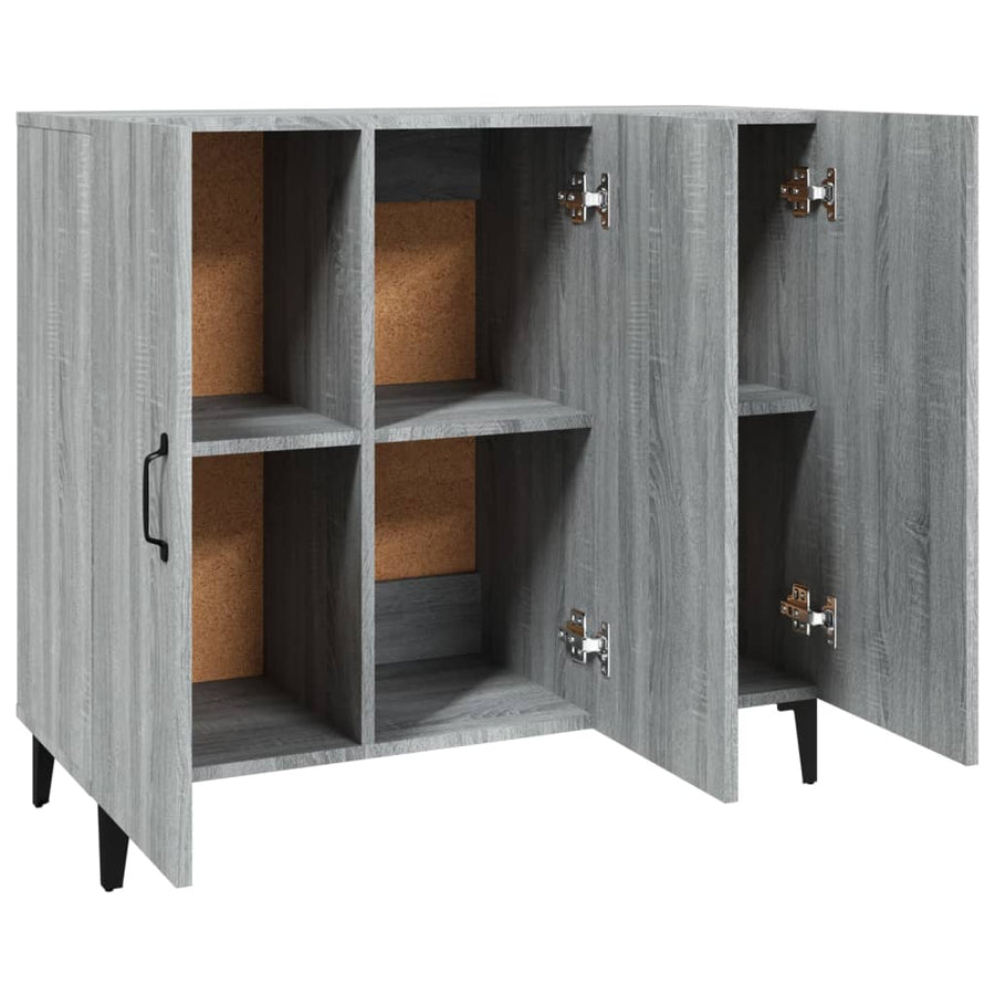Dressoir 90X34X80 Cm Bewerkt Hout Eikenkleurig Grijs sonoma
