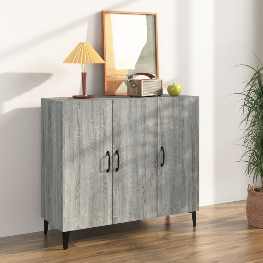 Dressoir 90X34X80 Cm Bewerkt Hout Eikenkleurig Grijs sonoma