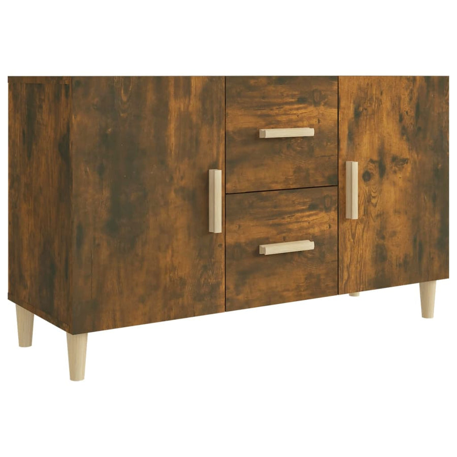 Dressoir 100X36X60 Cm Bewerkt Hout Gerookt Eikenkleurig