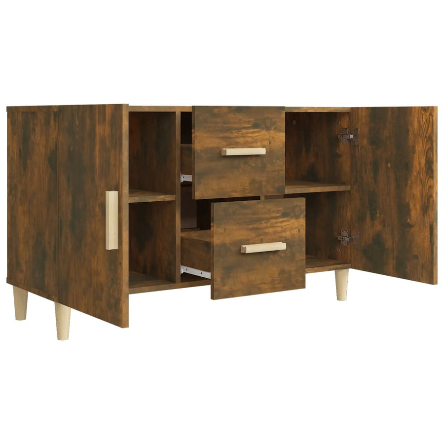 Dressoir 100X36X60 Cm Bewerkt Hout Gerookt Eikenkleurig