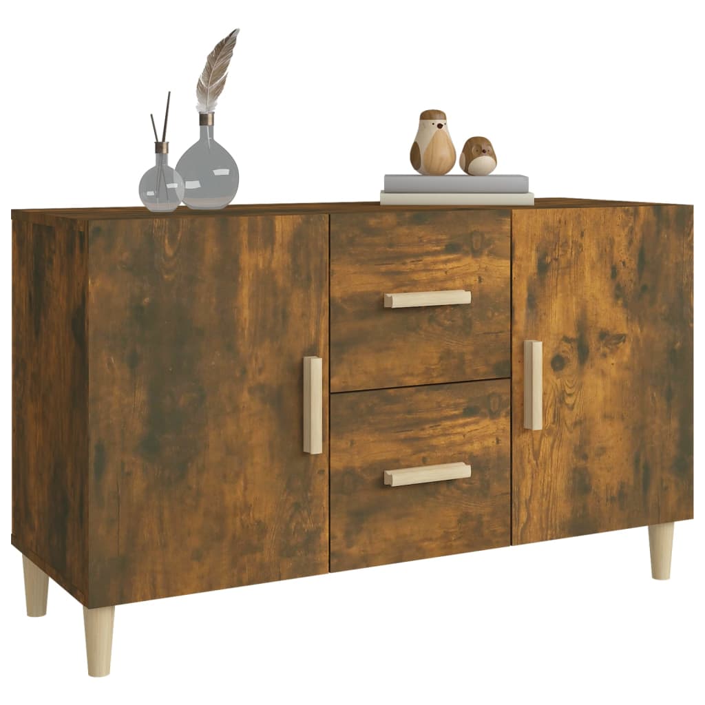 Dressoir 100X36X60 Cm Bewerkt Hout Gerookt Eikenkleurig