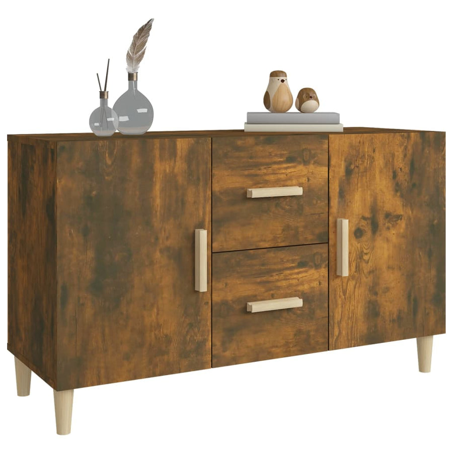 Dressoir 100X36X60 Cm Bewerkt Hout Gerookt Eikenkleurig