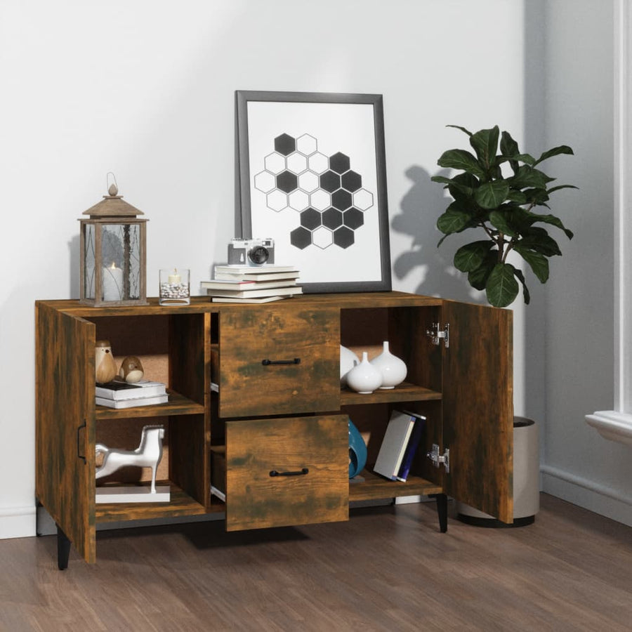 Dressoir 100x36x60 cm bewerkt hout gerookt eikenkleurig Gerookt eiken