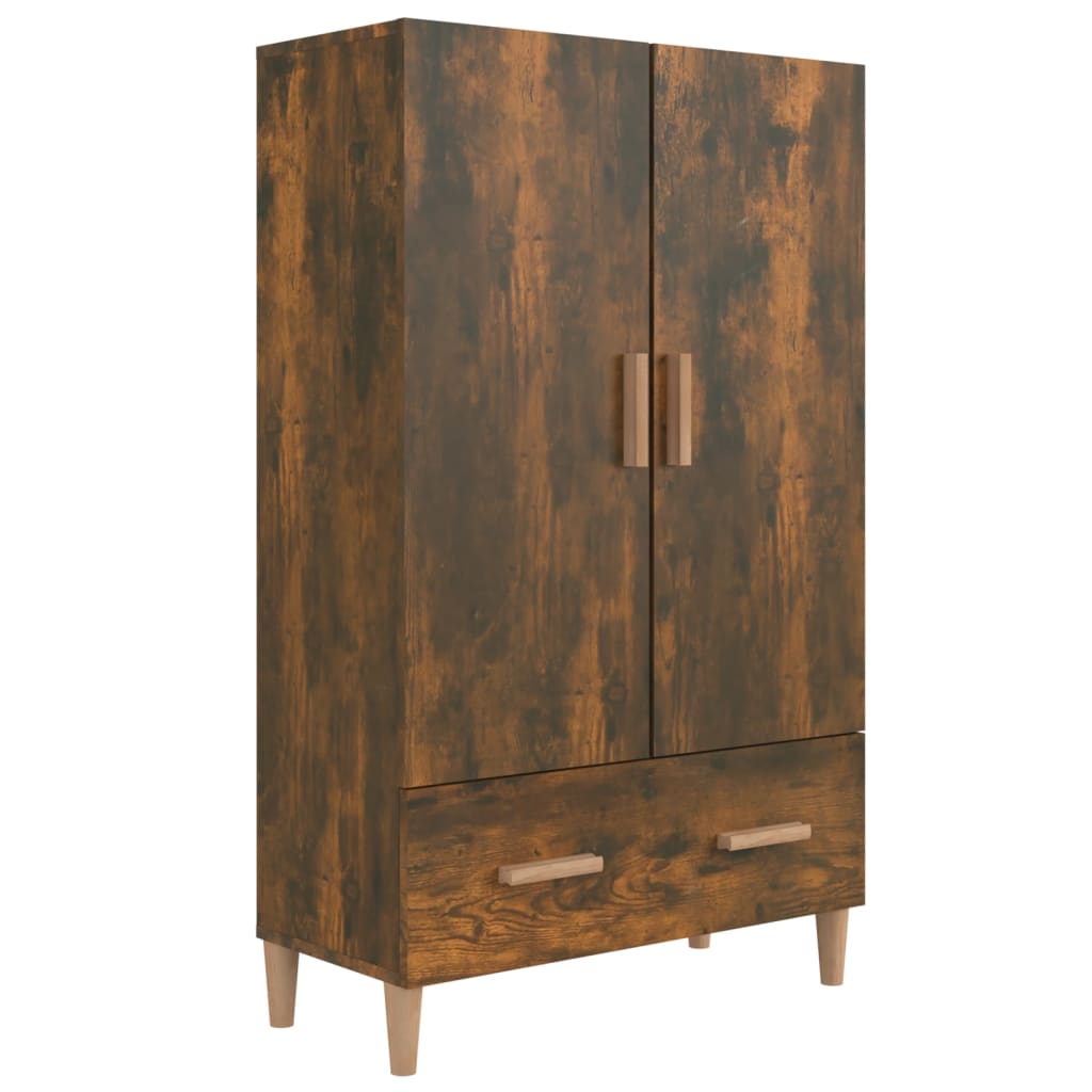 Hoge Kast 70X31X115 Cm Bewerkt Hout Gerookt Eikenkleurig
