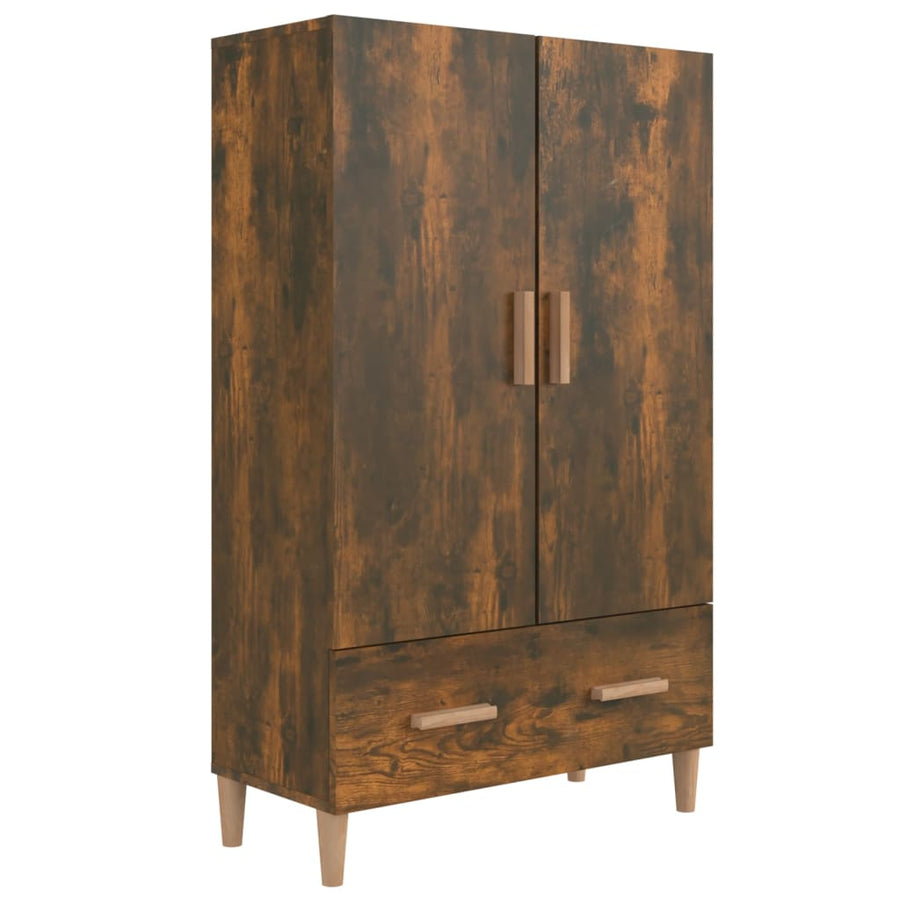 Hoge Kast 70X31X115 Cm Bewerkt Hout Gerookt Eikenkleurig