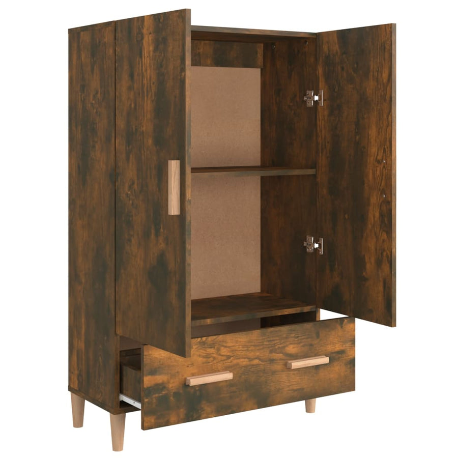 Hoge Kast 70X31X115 Cm Bewerkt Hout Gerookt Eikenkleurig