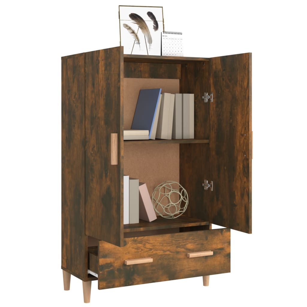 Hoge Kast 70X31X115 Cm Bewerkt Hout Gerookt Eikenkleurig