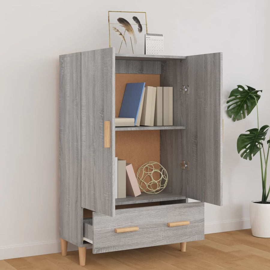 Hoge Kast 70X31X115 Cm Bewerkt Hout Grijs Sonoma Eikenkleurig