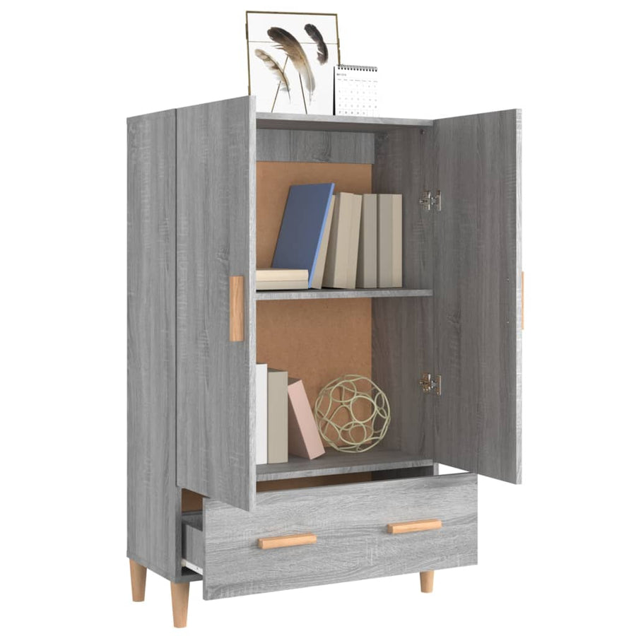 Hoge Kast 70X31X115 Cm Bewerkt Hout Grijs Sonoma Eikenkleurig