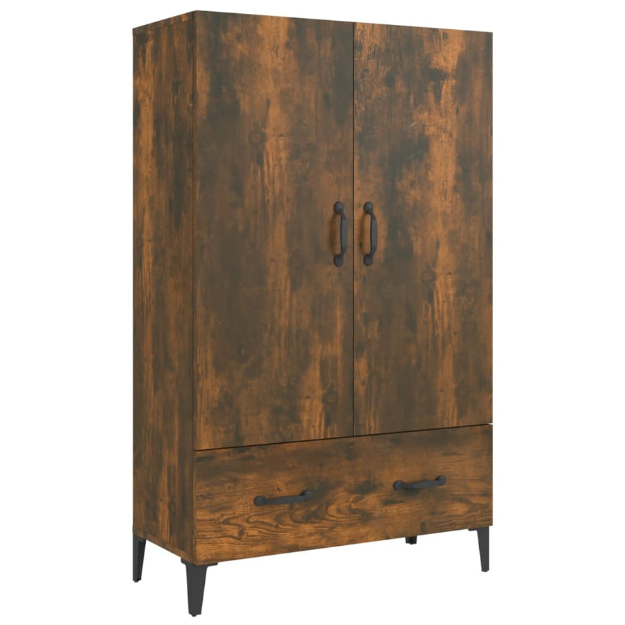 Hoge Kast 70X31X115 Cm Bewerkt Hout Gerookt Eikenkleurig