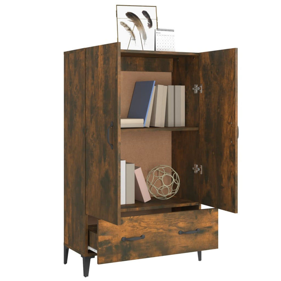 Hoge Kast 70X31X115 Cm Bewerkt Hout Gerookt Eikenkleurig