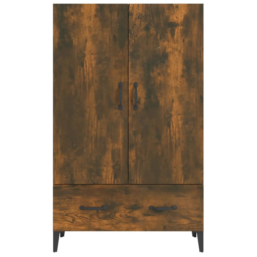 Hoge Kast 70X31X115 Cm Bewerkt Hout Gerookt Eikenkleurig
